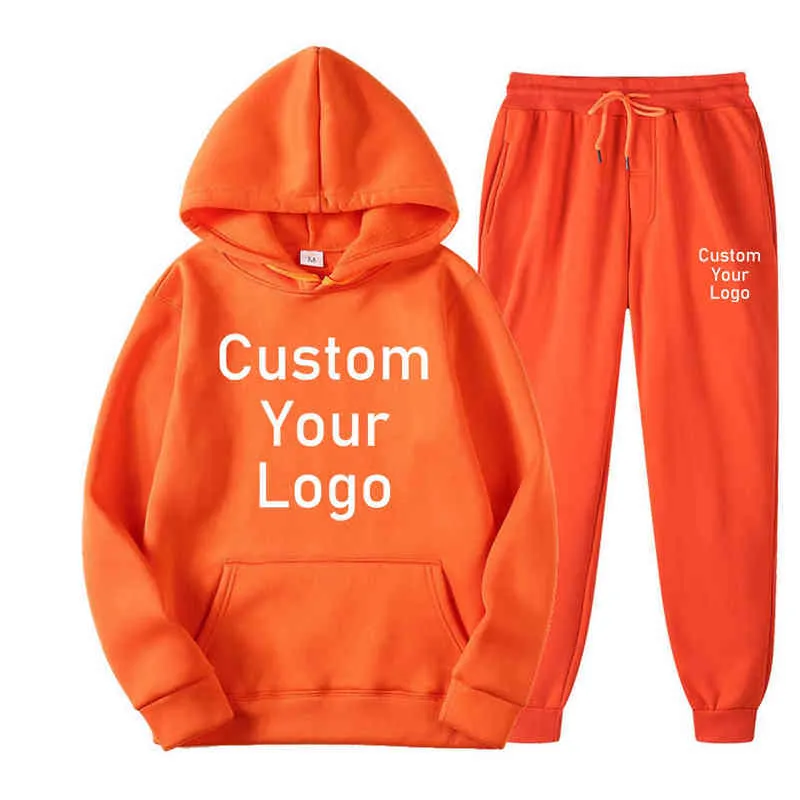 Make Your Design Text Custom Hoodies Sets Men Women Printed Original Design High Quality Gifts Sweatshirts and Sweatpants 211217