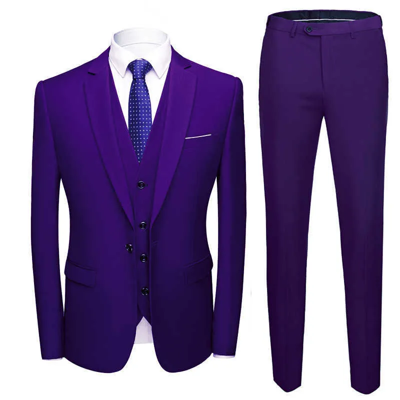 Blazer + Hose + Weste 2021 High-End-Custom-Business-Prom-Anzug für Herren, lässige Hochzeit, Smokingkleid, 3-teiliger Herrenanzug X0909