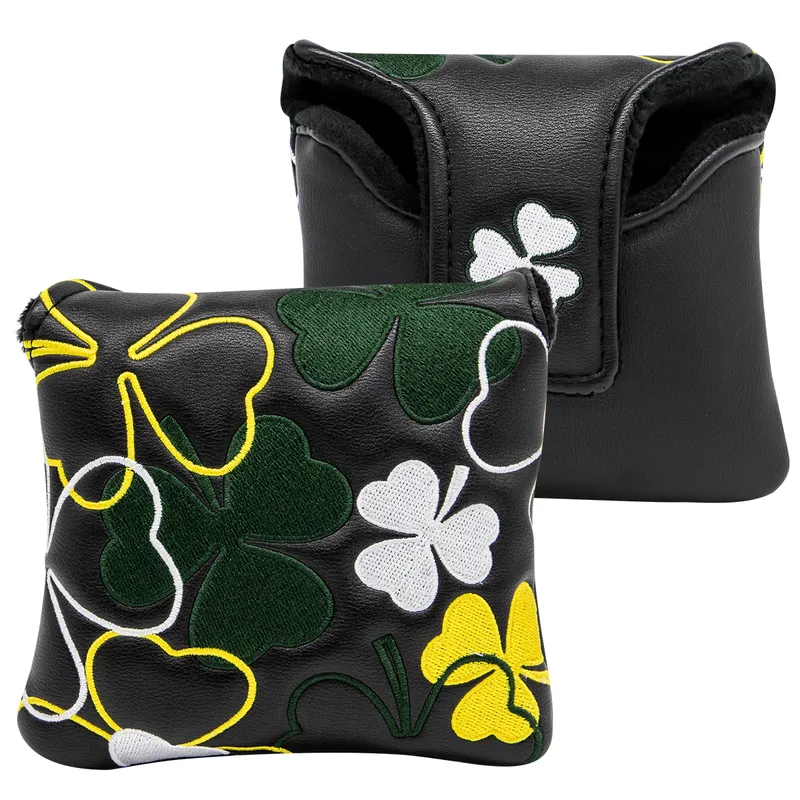 Golf Mallet Putter Cover Golf Club Head Cover för Putter Premium Pu Leather Clover Design och magnetisk stängning 2203102662077