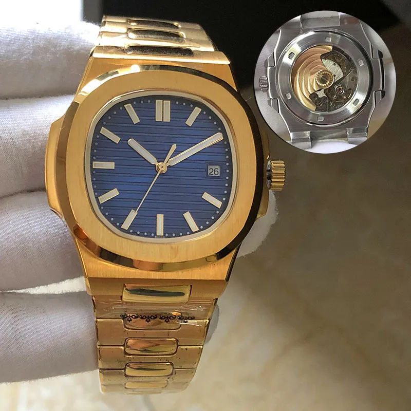 Fabryczne męskie automatyczne zegarki mechaniczne Silver Pasek Blue Gold Watch Waterproof Waterproof Wristwatch Montre de Luxe Watches246s