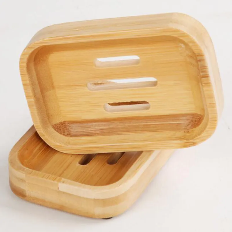 Plats de savon en bambou Boîte de rangement de rangement