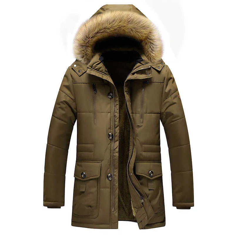 Männer Winterjacke Parkas Mantel Pelzkragen Mode verdicken Baumwolle warme Wolle Liner Jacken Casual große Größe 7XL 210910