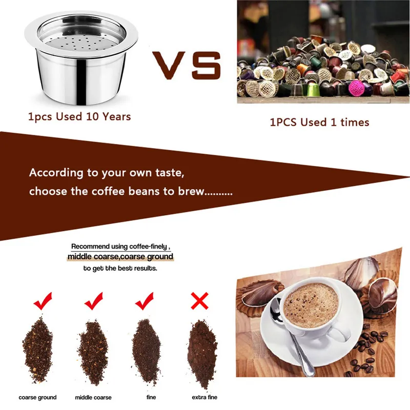 Icafilas de aço inoxidável recarregável coffee cápsula de café Cafeteira filtro para K Taxa Tchibo Cafissimo Creme Maker 220309