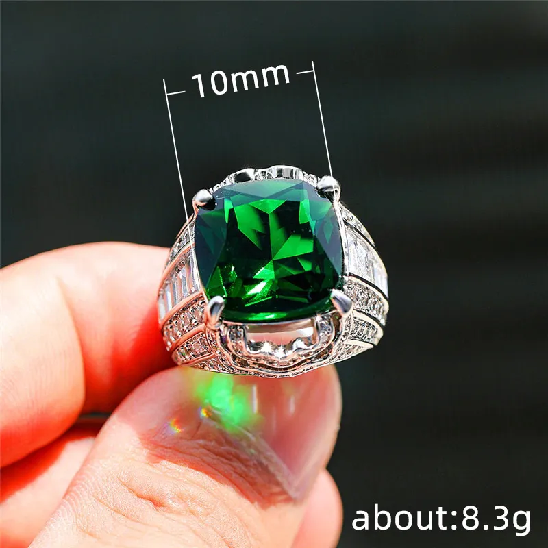 خمر مختبر Emerald CZ Ring 925 Sterling Silver Engagement Rings for Women Men Party Party Jewelry Gift28371451055557