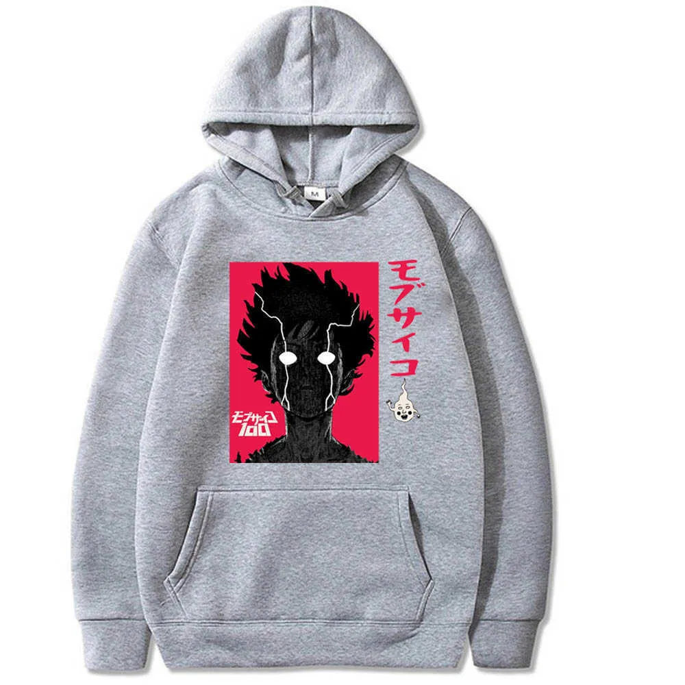 2021 Hot Japanese Anime Graphic Hoodies Men Mob Psycho 100 Sweatshirt Unisex Male Y0804