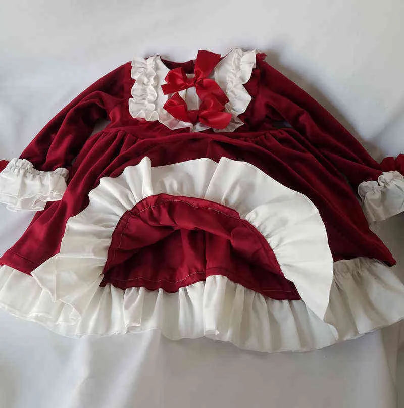 2021 hiver bébé fille robes rouges nouvel an enfants fête princesse épais chaud robe enfant en bas âge filles à manches longues velours robe de noël G1218