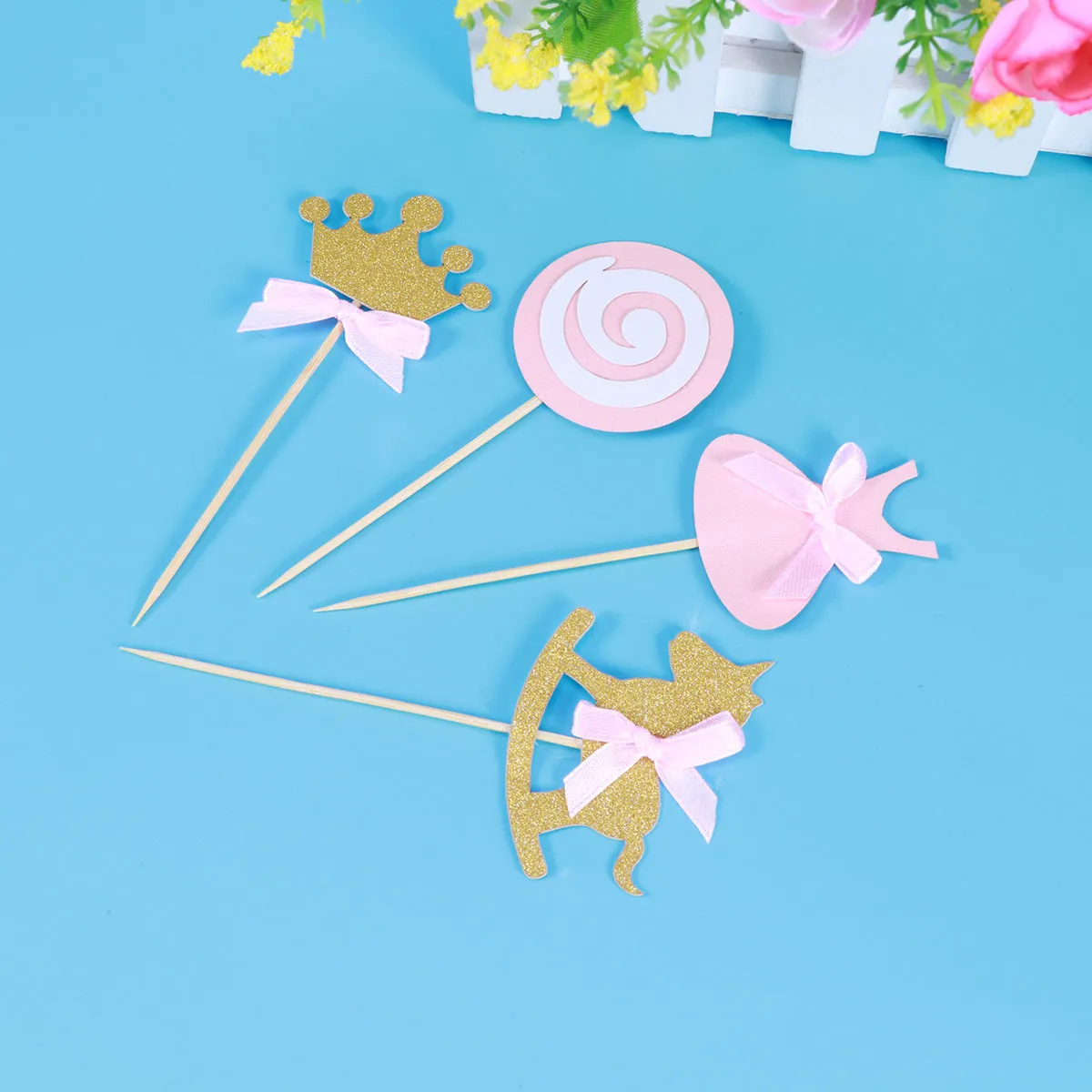 27 Stück rosa Prinzessin Kuchendeckel schicke Kuchen Picks Cupcake Dekoration Topper für Geburtstagsfeier Dessert Dekoration Baby-Dusche Y200618