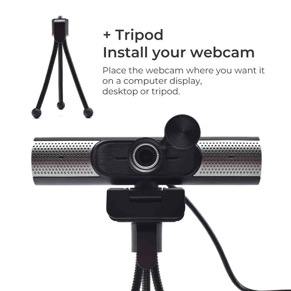 Webcam 4K HD Computer Web mit Mikrofon Drehbarer Lautsprecher 1080p s PC Arbeit Videoanrufe USB Mini-Kameraabdeckung