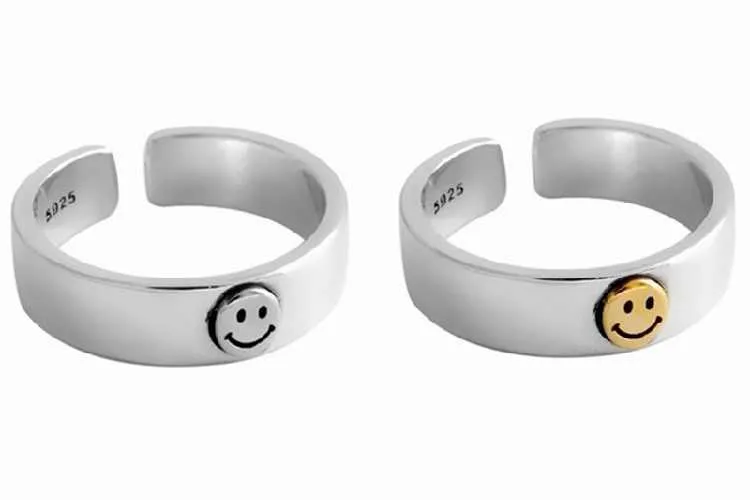 Ins Retro Smile Face Ring Studentessa Open Finger Regolabile s Personality Jewelry