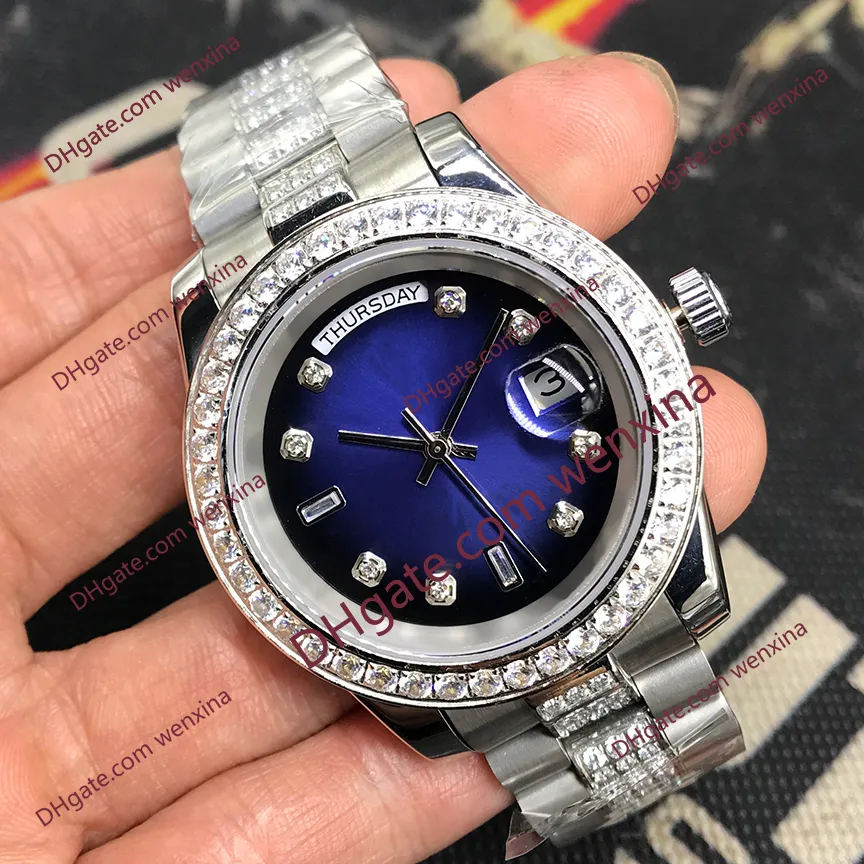 Luxury Diamond Watch 41mm Водонепроницаемые часы. Diamond Браслет Механические часы Blue Montre de Luxe 2813 Автоматические стальные мужские часы