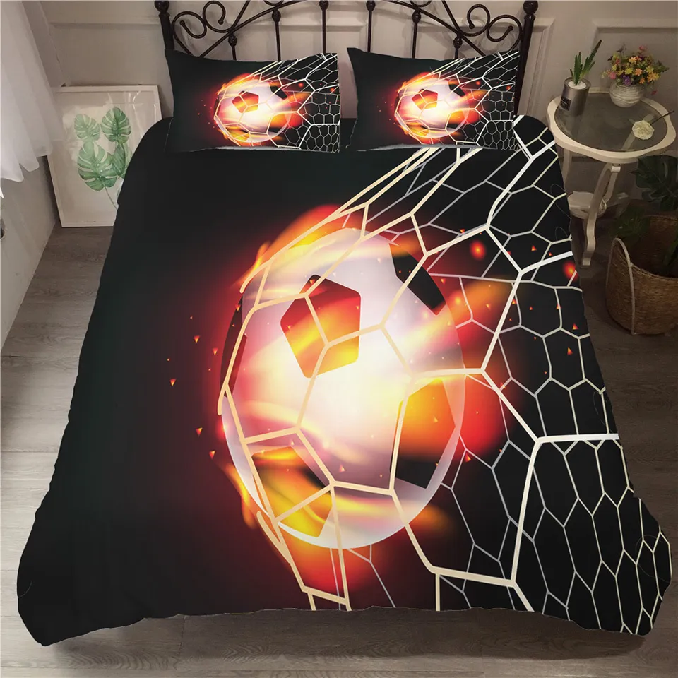 Fotbollsdäcke Cover Soccer Football Bedding Set Edredon Futbol Single Printed Luxury Child Kids No Bed Sheets Cover Bed Linen C4751578