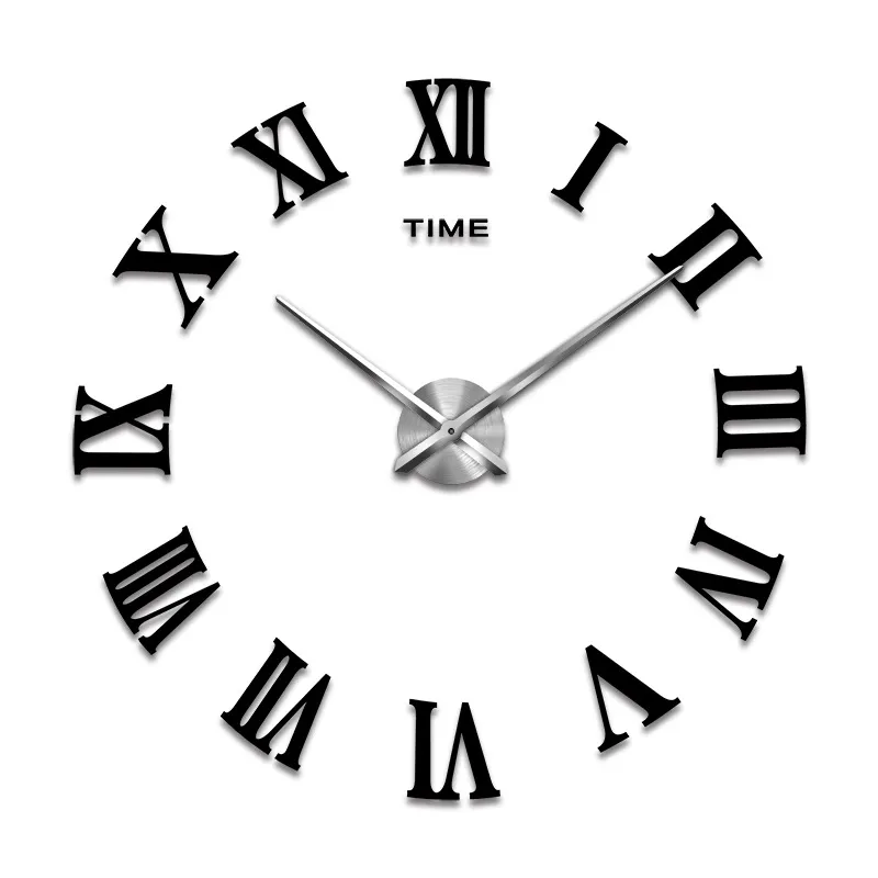 3d tamanho grande numeral romano acrílico espelho relógio de parede diy relógio de quartzo ainda vida relógios moderna decoração para casa sala estar sticke245t