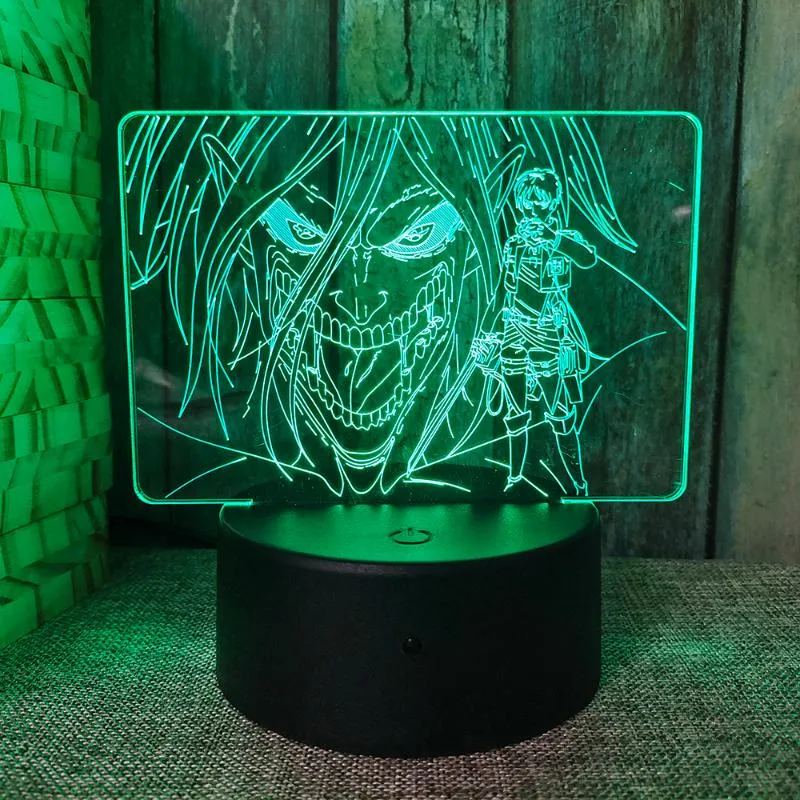 Ночные огни USB Eren Erwin Smith Attack на Titan Anime Lamp Stabl Light как детская домашняя гостиная