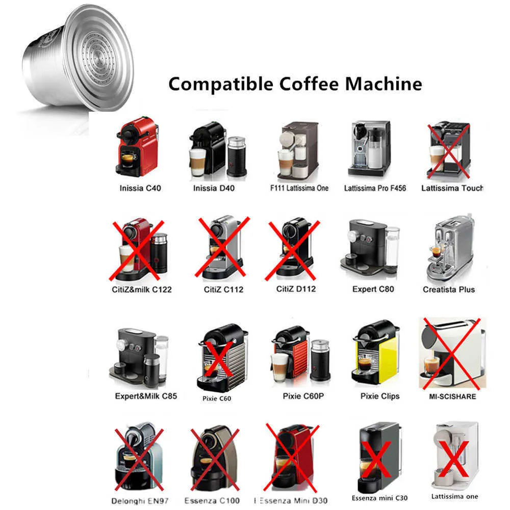 Coffee Capsule For Nespresso Inissia Krups YY1531FD Stainless Steel Coffee Filter Reusable Coffee Crema Maker 210712