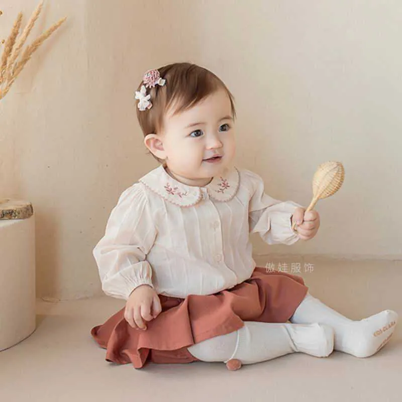 女の赤ちゃん服セット女の子刺繍襟長袖シャツ+パンツカイト2個の衣装キッズAW001 210610
