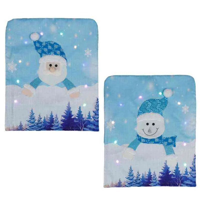 LED Christmas Chair Cover Santa Claus Snowman Dekoracyjne światło Powrót 211116