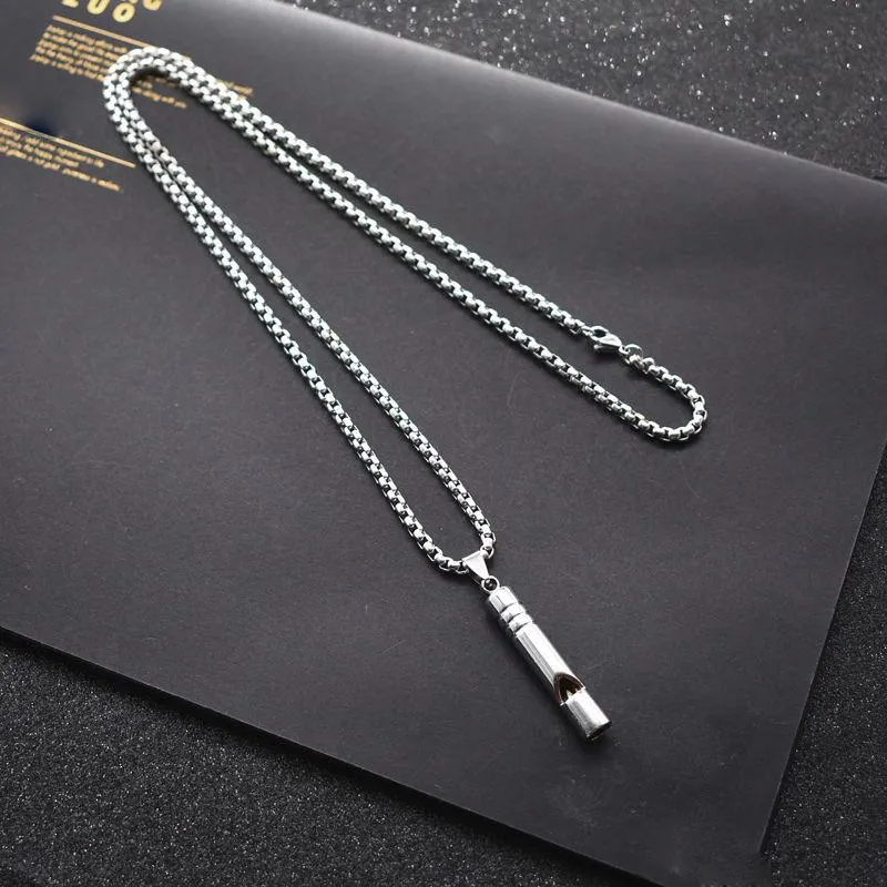 Anhänger Halsketten Pfeife Halskette Hip-Hop Persönlichkeit Trendy Männer Einfache Coole Flöte Kann Kreative Metall Chain220O