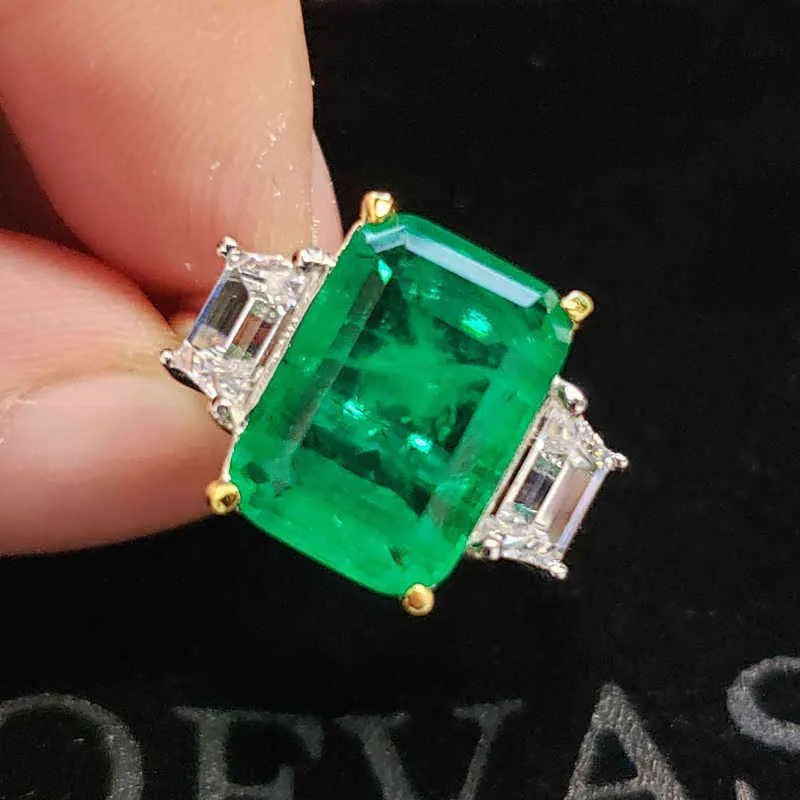 Oevas 100% 925 Sterling Zilver Gemaakt Emerald Trouwringen voor Vrouwen Topkwaliteit Engagement Party Fijne Sieraden Gift 211217