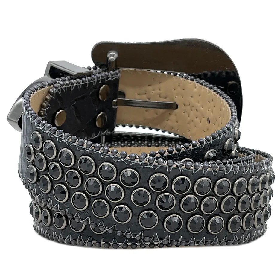 Ceinture de styliste en strass Bb Simon pour hommes et femmes, avec grande boucle en cuir, strass brillants, ceinture247J