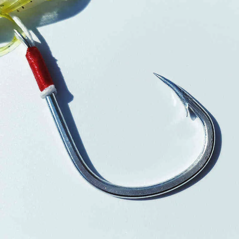 AS Glow Assist Hooks With Squid Skirts Lumious Slow Jig Silicone Skirt Fishing Hook Sea Fishing Accessories 220120
