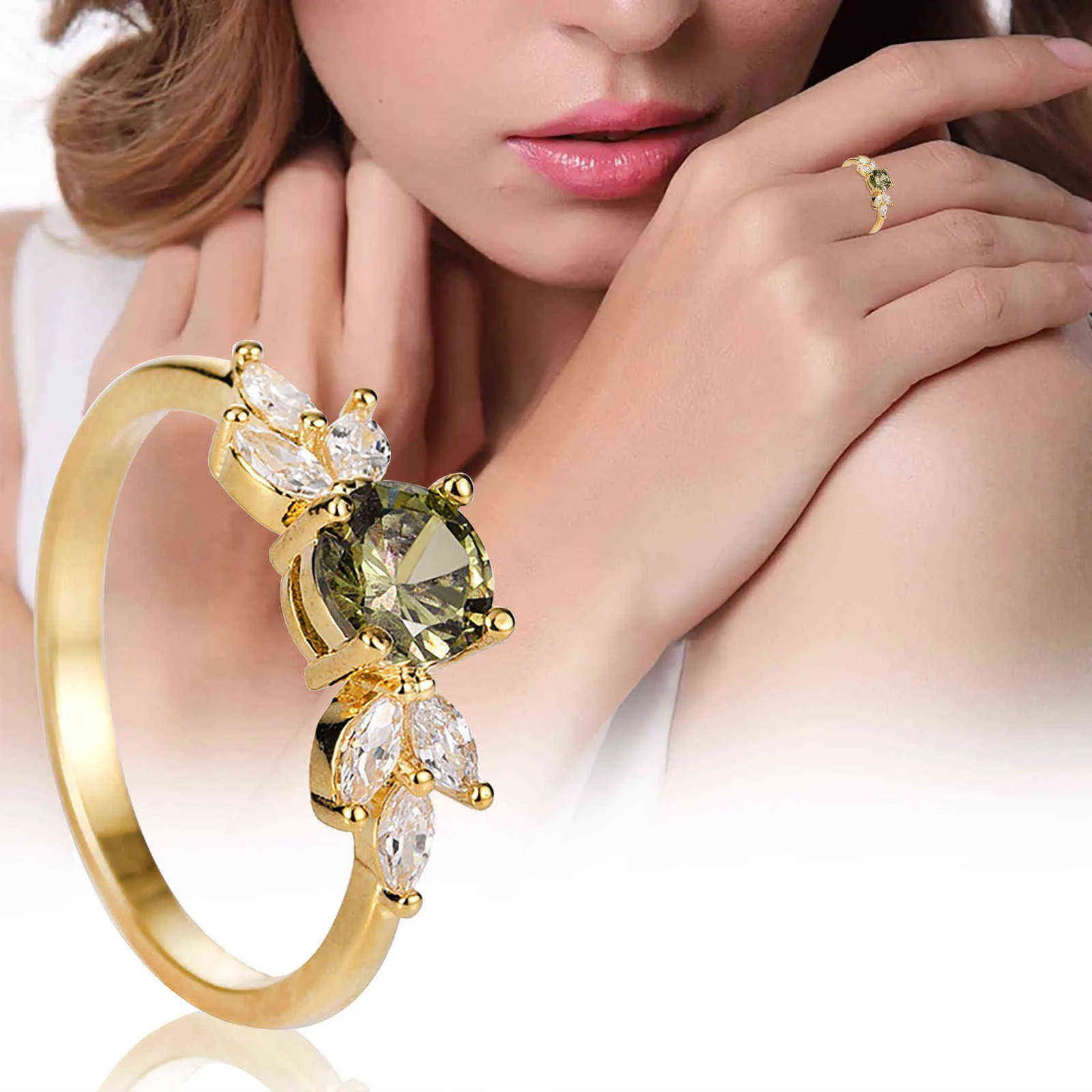 Bagues élégantes pour femmes émeraudes Zircon bagues en diamant femme 2021 mode bijoux cadeaux dames anneaux 2022 livraison directe G1125