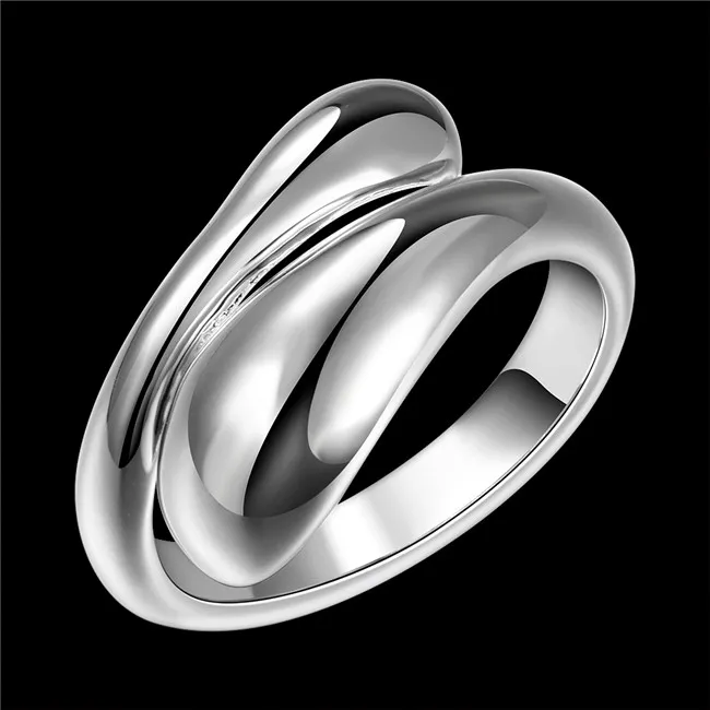 UNISSISEX Cabeça dupla redonda Sterling Silver Plated Rings Tamanho Open DMSR012 Popular 925 Silver Plate Ring Jewelry Band Rings3091