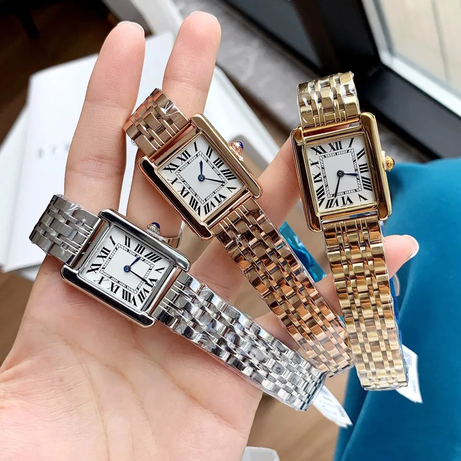 Marka modowa zegarek dla dziewcząt prostokąta arabska cyfr deel styl metalowy metal dobrej jakości zegarek na nadgarstek C64293H