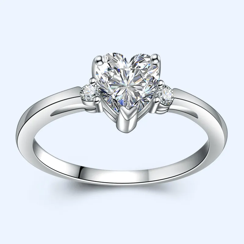 Proste Serce Solitaire Pierścień 925 Sterling Silver Ślubny Prezent Love Forever Pierścienie Zaręczynowe dla Kobiet Fine Jewelry Jz006