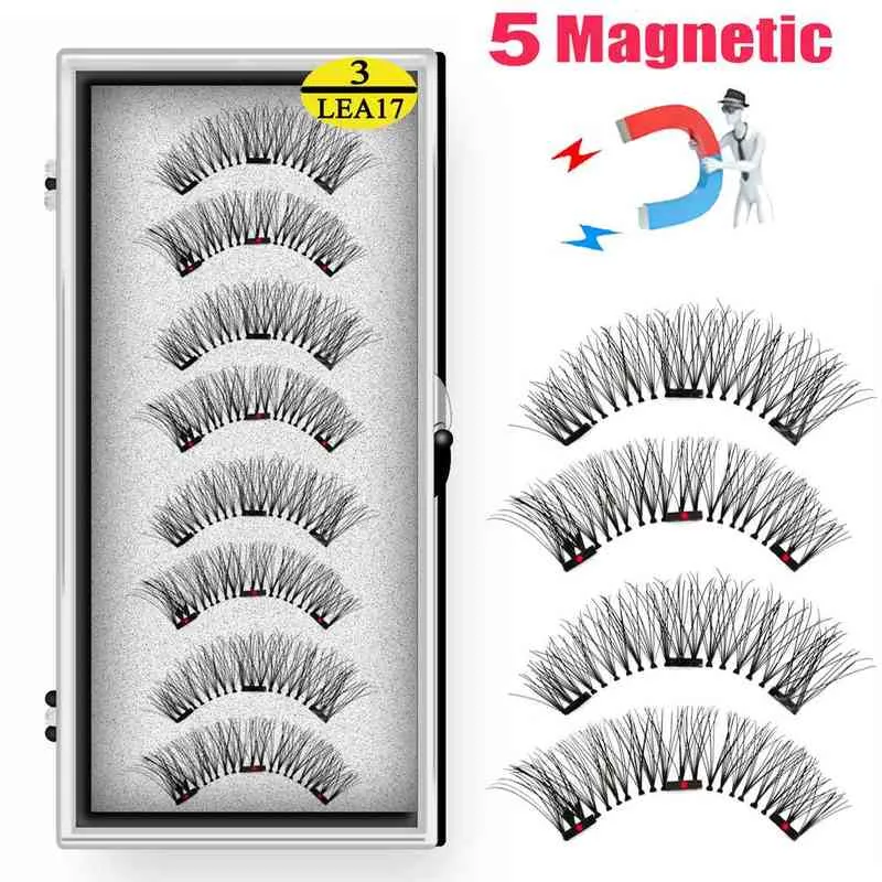 Fake Eyelashes Lekofo 3 Magnets Magnetic Eyelashes Handmade Artificial 3d Faux Cils Natural False Mink Lashes with Tweezers 220226
