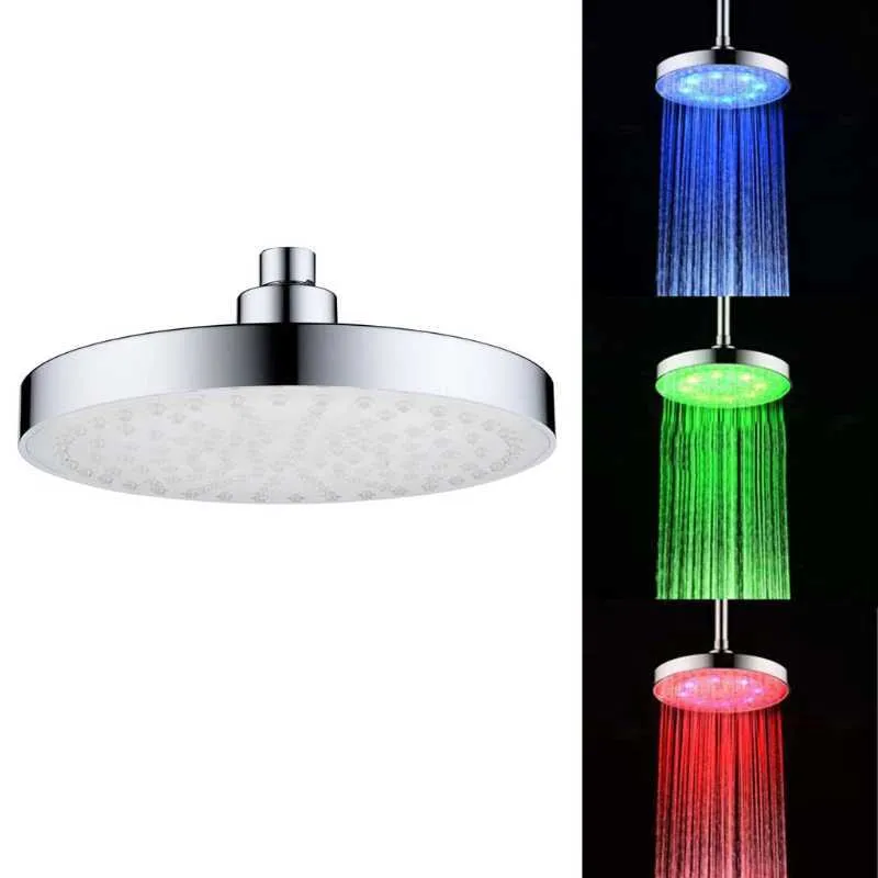 8 pouces Round Rainfal Bathroomse à LED tête de douche 7 couleurs Automatique Changer de lumière Y4QC H0911232Q