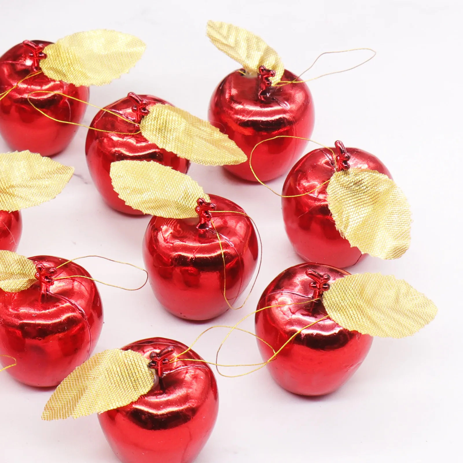 Kerstboom ornamenten 12 stks Xmas Gold Red Apples Creativiteit Jaar Pendants Festival Party Home Diy Hanging Decorations Y201020