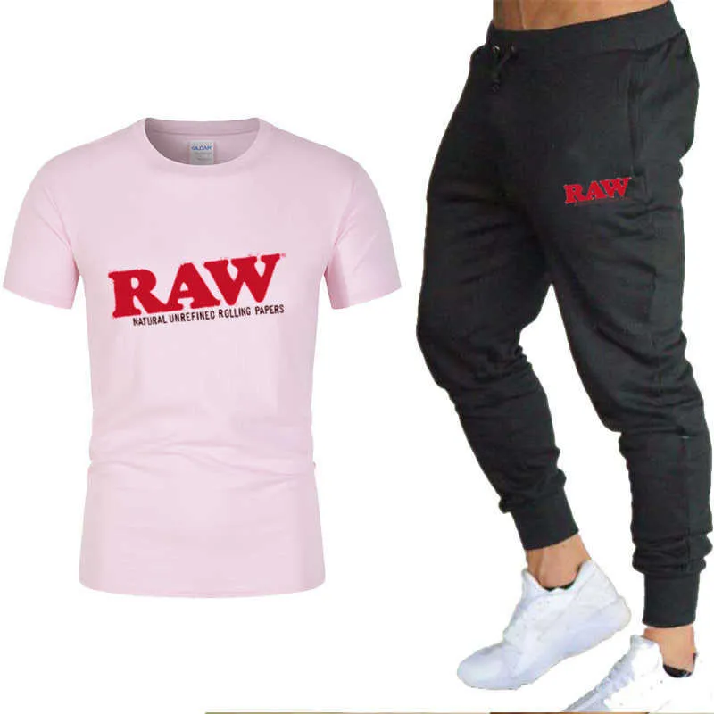 2021 neue männer und frauen trend straße heißer verkauf RAW mode T-shirt + hosen Casual joggen sport anzug männer der sommer anzug X0909