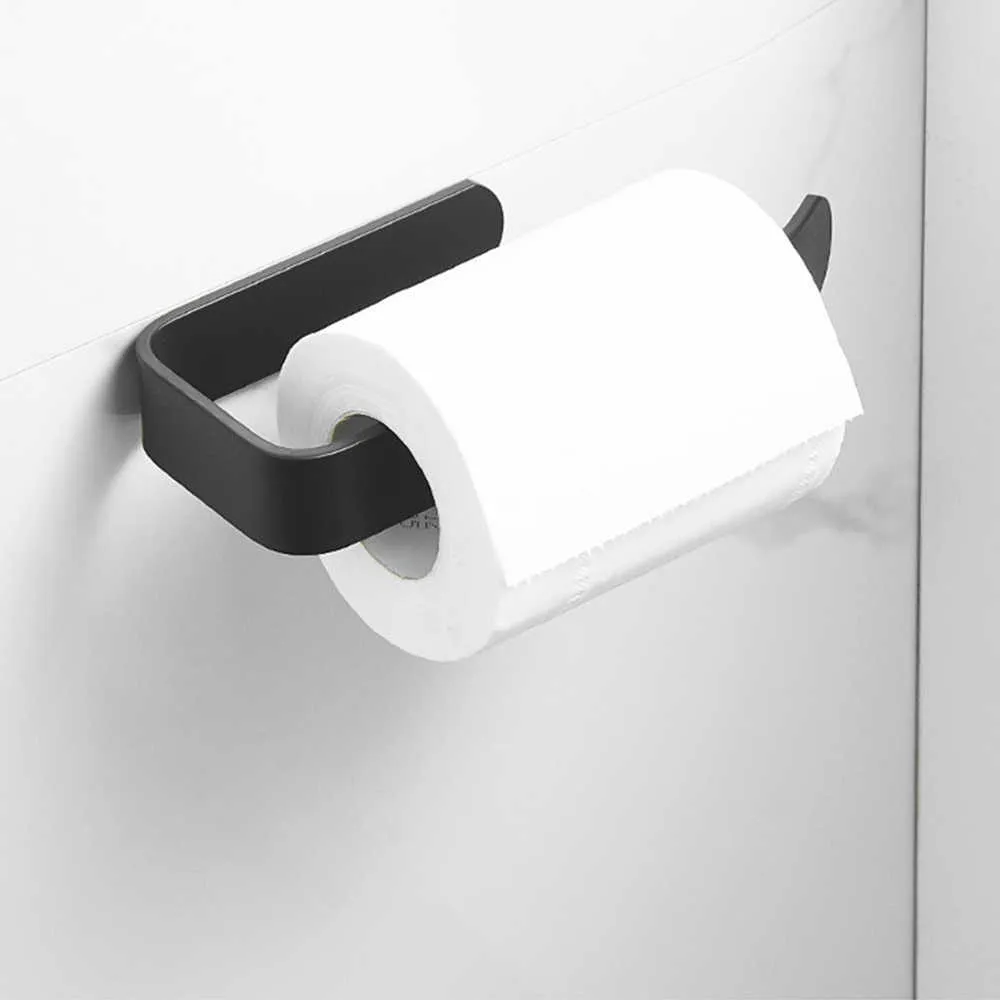 Porta carta igienica Appendiabiti rotoli di carta igienica Accessori bagno nero opaco 304 Montaggio a parete in acciaio inossidabile WC 210720