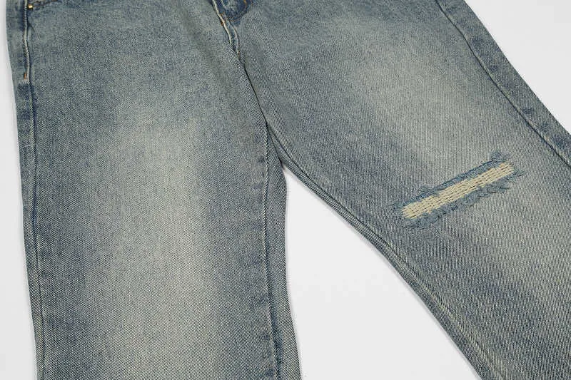 Jeans pour hommes High street ins même micro corne lâche décontracté cousu trou jeans