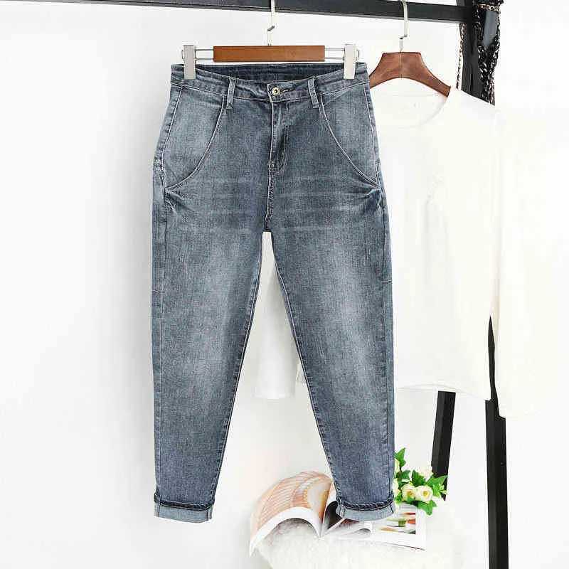 8XL Jeans Donna con pantaloni Harem a vita alta Casual Fidanzato Donna Streetwear Vintage Plus Size Mamma Q1286 211129