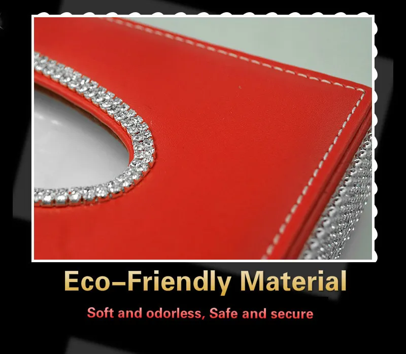 2021 New Luxury Leather Diamond Box Napkin Tissue Decor Car Accessories Auto Paper Holder Storage