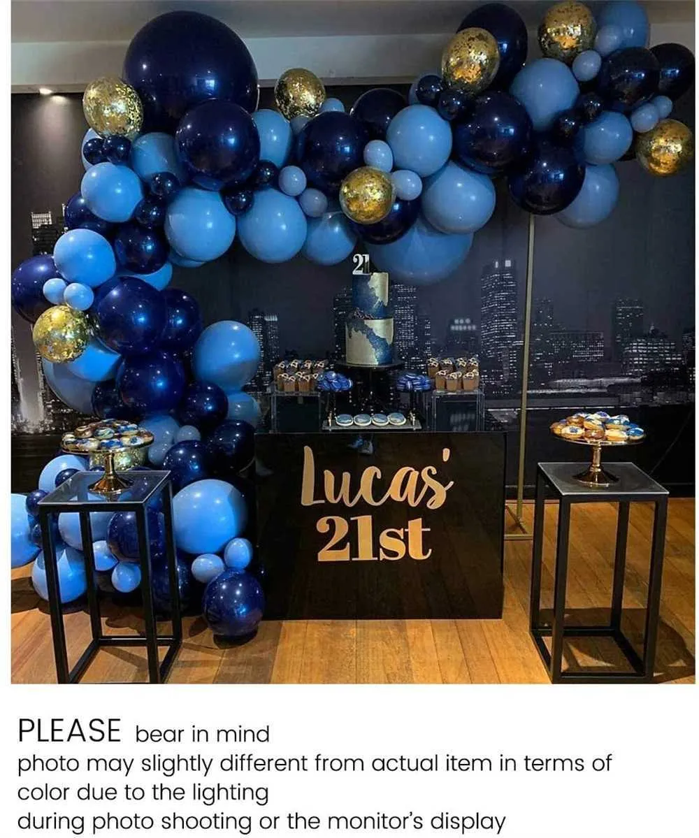 Guirnalda de globos azul real, Kit de arco de látex azul de 121 Uds., globos de confeti para Baby Shower, boda, decoraciones para fiesta de cumpleaños 210626