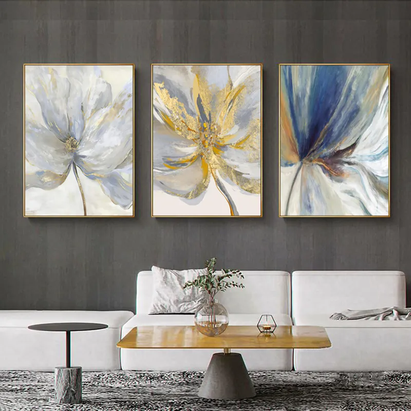 Scandinavian Flower Canvas Art Abstract Painting Print Feather Decoration Picture for Living Room Nordic Home Decor Wall Poster