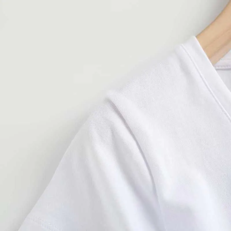 Flétri Harajuku t-shirt 2021 été t-shirt femmes angleterre Style Simple mode col en U solide Camisetas Verano Mujer 2021 hauts Y0629