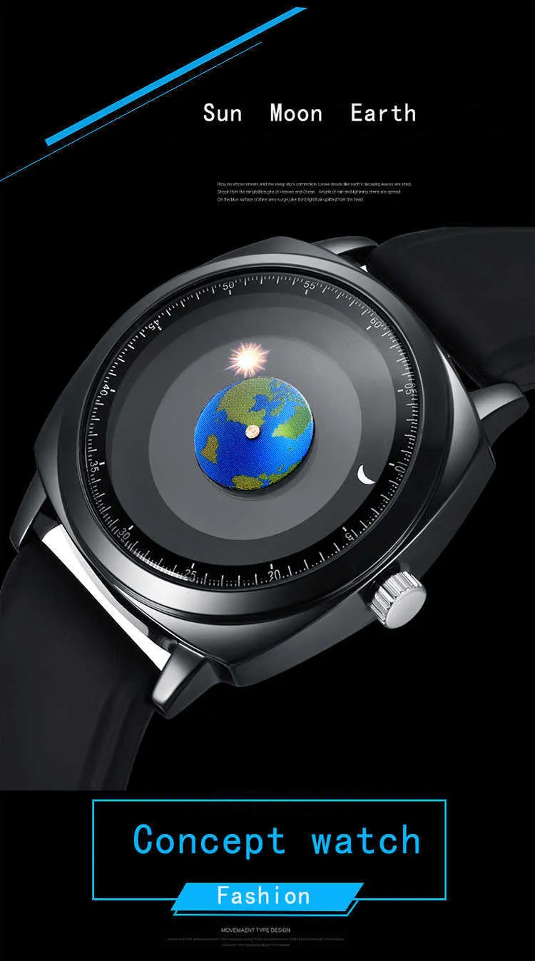 Женские и мужские часы с концепцией времени творческие наручные часы солнце земли луна спортивное мастерство кварц G1022