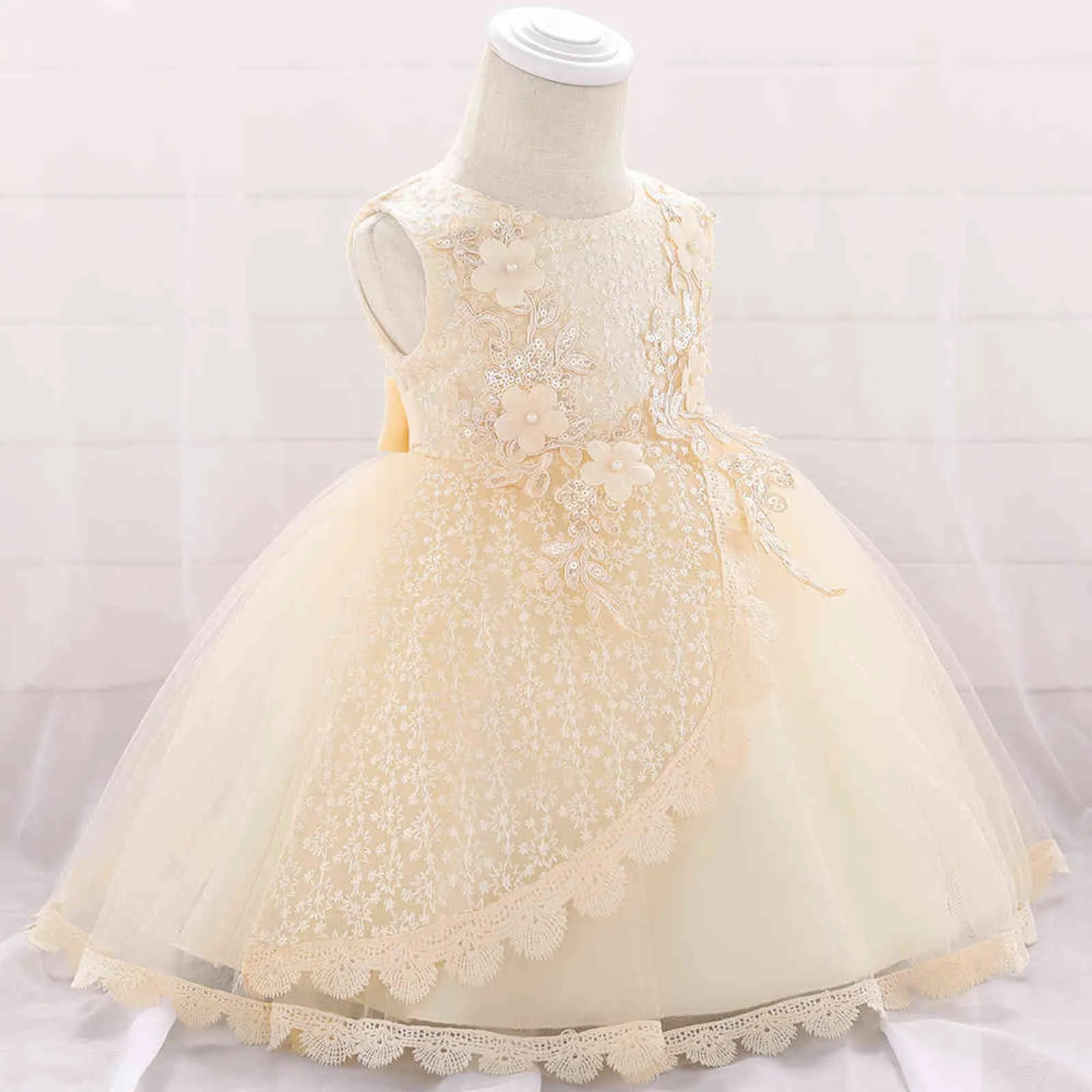 2021 Célébration d'été Baptême Première robe d'anniversaire pour bébé fille fête robes de fleurs fille enfant robe de princesse 12 mois G1129