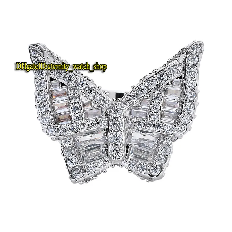 Bague papillon en diamant CZ carré microincrusté européen et américain, bague de rue exagérée pour hommes et femmes, hip hop Iced Out di9328655