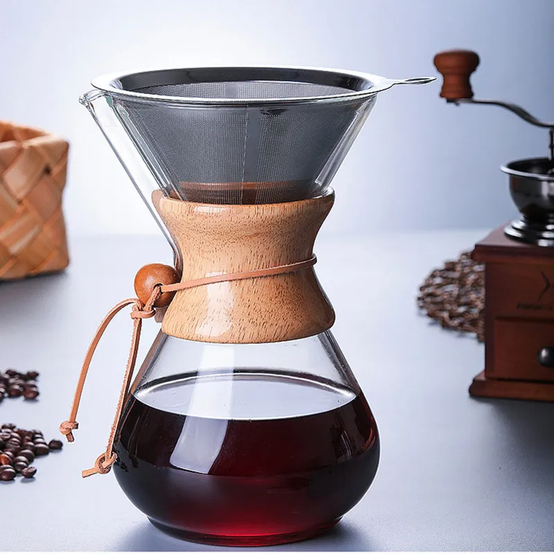 1 قطعة 1000 ملليلتر وعاء القهوة الزجاج plipper moka صانع الشاي percolator barista أدوات إسبريسو دليل غلاية إبريق الشاي مع الفولاذ المقاوم للصدأ 210309