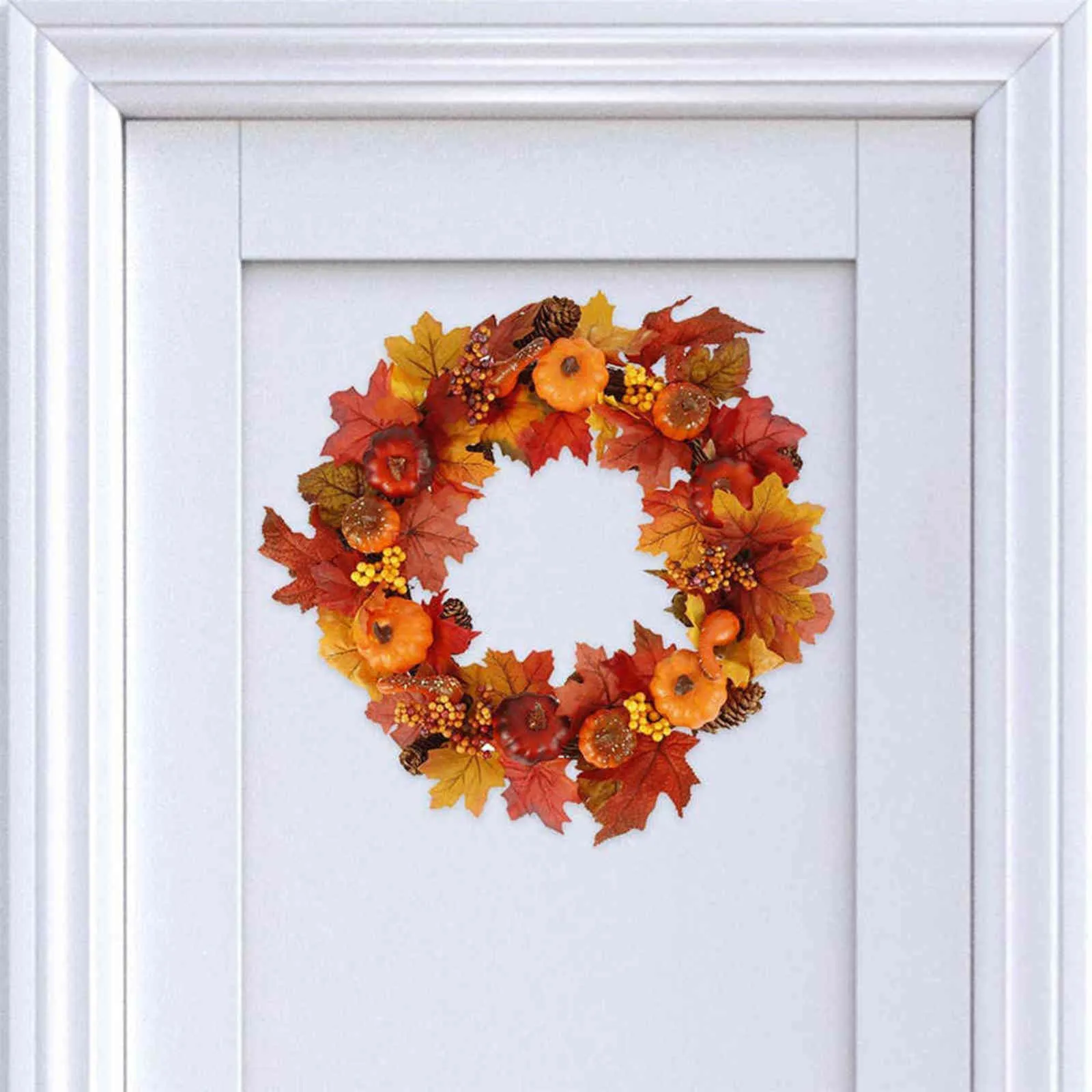 Autumn Harvest Halloween Wreath Fake Flowers Simulation Wreath Home Door Decor Ornament Festival Wall Hanging Pendant 211104