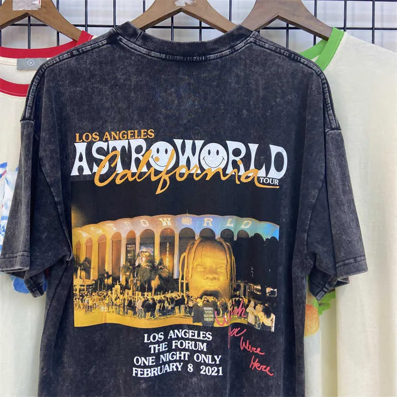 T-shirts pour hommes Astro à manches courtes été lâche, usé et endommagé t-shirt décontracté de rap électrique pour les jeunes