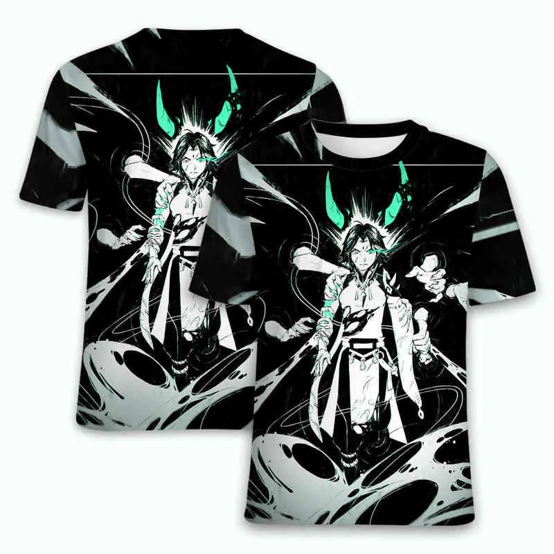 Genshin Impact Футболки RAIDEN Shogun Anime Game Sexy Girls 3D Print Мужчины Женщины футболки Негабаритные Tee Tees Топы Harajuku Детская Одежда Y220214