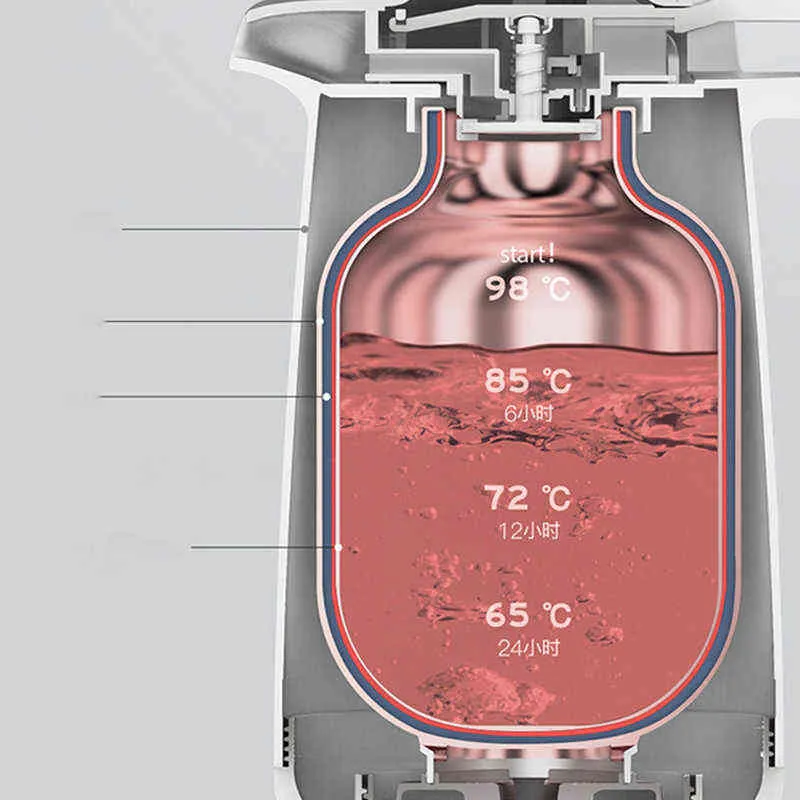 Effiziente Isolierung Thermoskanne Haushalt Büro Glas Liner Thermobecher Auslaufsicher Tragbarer 1L Kaffeewärmer Wasserkocher mit hoher Kapazität 211109