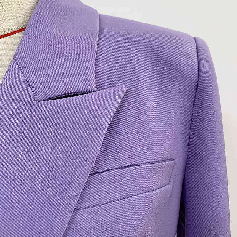 Высокое качество EST дизайнер Blazer женские классические кнопки льва двойной погружной тонкий подходящий пиджак куртка лаванда 21112
