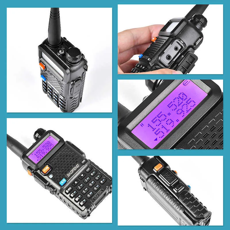 BaoFeng UV 5R Two Way Radio Real 8W 10KM 128CH Dual Band VHF136-174MHzUHF400-520MHz Amateur Ham Portable Walkie Talkie