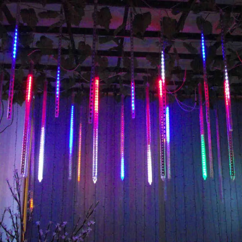 30 / 50cm Meteor Douche Regen 8 Buizen LED-snaarverlichting Waterdichte Kerstmis Outdoor Patio Decoraties Bruiloft Navidad Tree Holiday 211112
